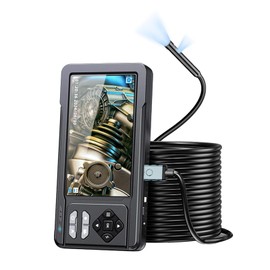 Andoer 1080P Sewer Inspection Camera with Dual Lens 5 Inch IPS Screen Monitor Borescope Camera with LED Fill Light 16.4FT Semi-rigid Cable IP67 Waterproof Split Screen Photo Video Plumbing Camera
