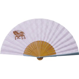 Ken Onishi 73-25 Embroidered Jacquard Fan, 9.1 inches (23 cm), Horse "Ripple", horse
