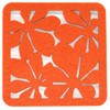 Square Floral Cutwork Reversible Felt Coasters, Set of 4 (Orange)