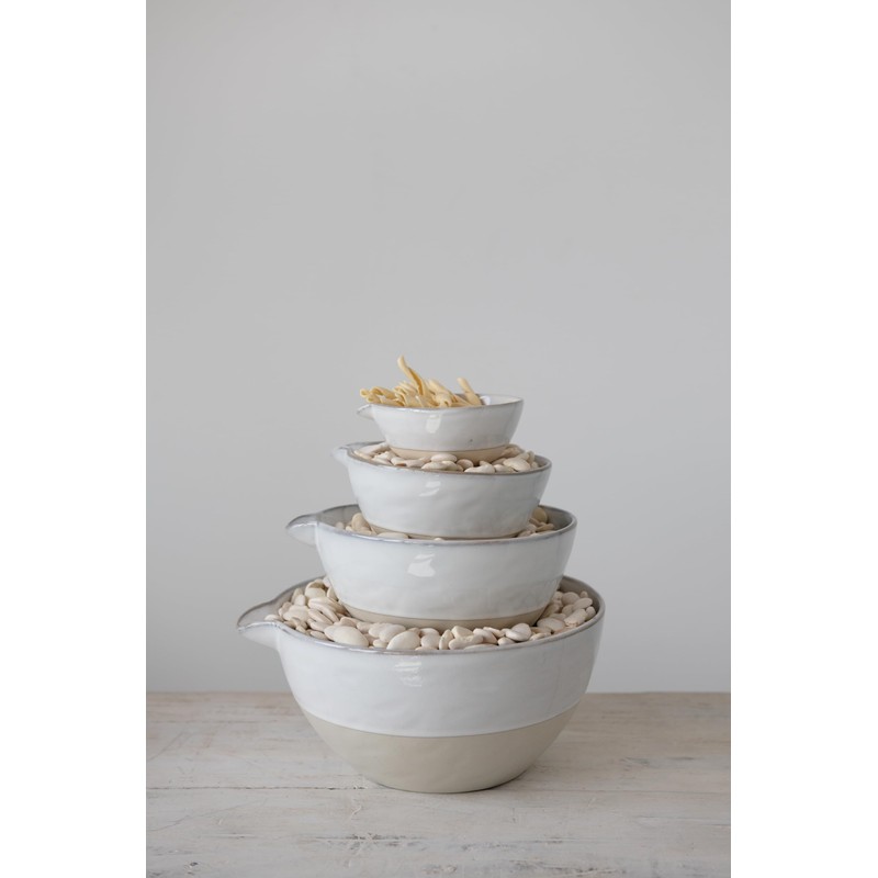 Creative Co-Op Stoneware White Batter (Set of 4) Bowls