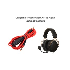HyperX Cloud Alpha Replacement Cable, Compatible with HyperX Cloud Alpha Gaming Headsets, 3.5mm Headsets Aux Cord, Inline Mute, Volume Control, 5 Ft