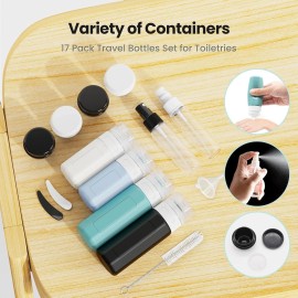 Ruinovate 17 Pack Travel Bottles - TSA Approved Travel Size Toiletries, Leak Proof Contain