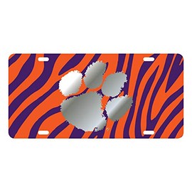 Craftique Clemson Tigers, Laser Cut Zebra License Plate Auto Tag, Made and Shipped in The USA