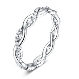 Chriscoco 925 Sterling Silver Ring for Women Girls Cubic Zirconia Silver Thumb Ring Eternity Ring Engagement Ring Anniversary Wedding Promise Ring