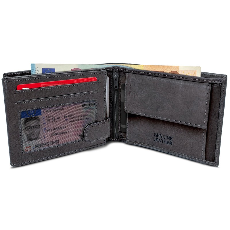 ROYALZ 'Detroit' Men's Leather RFID Protection Wallet Compact Wallet Landscape