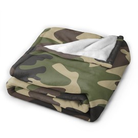 Perinsto Military Camouflage Throw Blanket Ultra Soft Warm All Season Green Camo Decorative Fleece Blankets for Bed Chair Car Sofa Couch Bedroom 80"X60"
