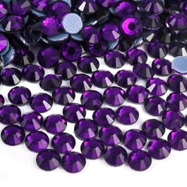Blinginbox Hotfix Rhinestones, 1440 Pcs Crystal Hotfix Rhinestone Glass Rhinestones Round Crystal Gems Glass Stones for Clothes Shoes DIY Crafts Supplies(Heliotrope-SS16)