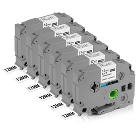 OFFCUP Label Tape Compatible for Brother Label Printer, 6pcs 12mm x 8m Label Maker Tape, 0.47 Laminated Multipurpose Labels for TZe-231 GL-200 PT-H105 PT-1000 H100R PT-E100 PT-D210 PT-D400 (Grey)