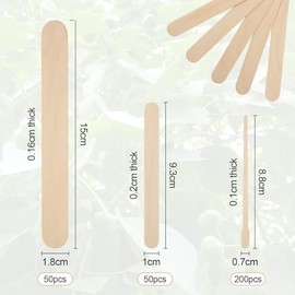 Pack of 300 Wooden Spatulas for Hair Removal, 3 Sizes Mouth Spatulas Wood, Wooden Spatula Waxing Applicator, Wooden Mouth Spatula Wooden Sticks for Crafts, Spatula Wood for Ice Sticks Crafts