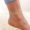 Gold Ankle Bracelets for Women 14K Gold Plated Layered Pearl
