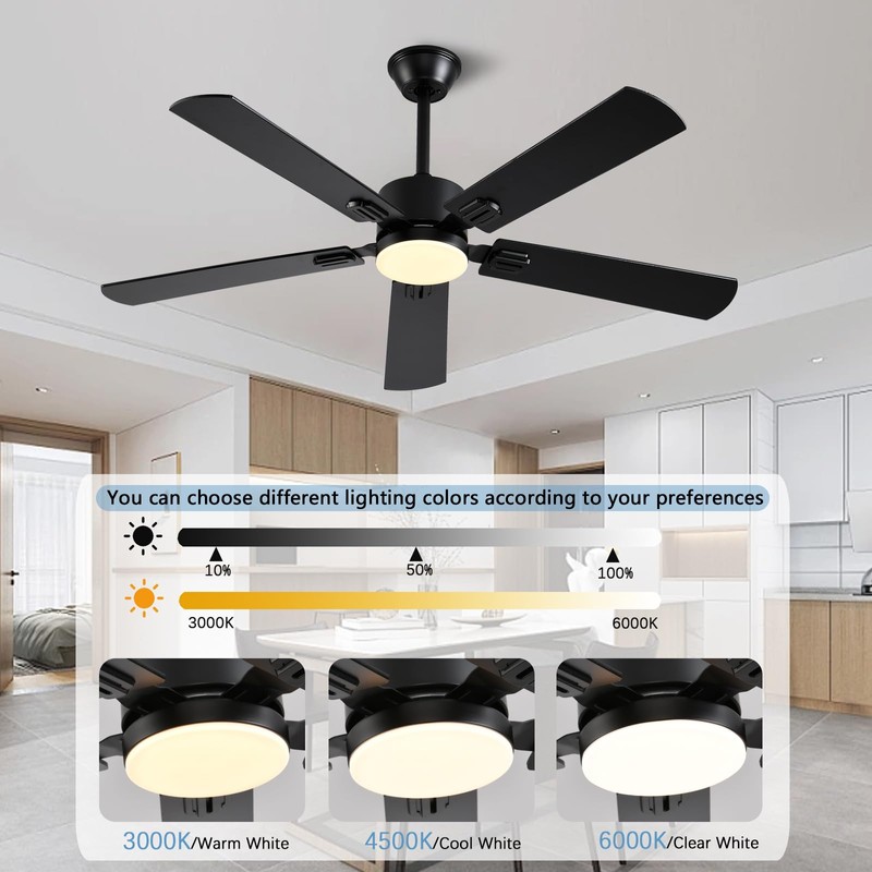 FUMLTP 52 inch Modern Ceiling Fans with Lights APP/Remote Control,
