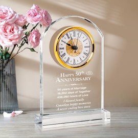 HN HAIINAA 50th Wedding Anniversary Clock 50th Anniversary Wedding Gifts for Couple Parents Husband Wife Grandparents, Golden 50 Years of Marriage for Him Her