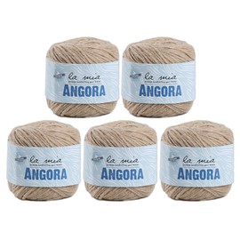 5 Ball La MIA Angora Wool Total 8.8 oz. Each 1.76 oz (50g) / 136 Yrds (125m), 15% Angora, Light-Dk Premium Yarns, Brown - L098