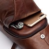 Men Leather Sling Bag Casual Shoulder Chest Crossbody Bag Hiking