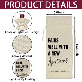 New Apartment Gifts - New Home Gift Wine Bottle Bag - Burlap Reusable Wine Bags with Drawstring - Best Housewarming Party Decorations - Meaningful Present Ideas-A34