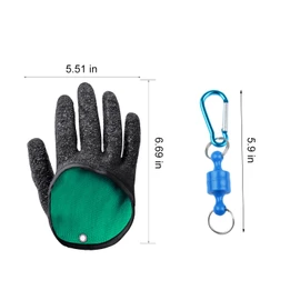 Kiuiom 1 pair of predatory fish fishing gloves, fish catching gloves, anti-cut non-slip gloves, puncture-resistant bite-resistant, waterproof fishing gloves, with 2 magnetic closures, for safe
