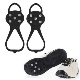 Universal Non Slip Gripper Spike for Women, Ice Traction Cleats with 5 Steel Studs Crampons, Walk Traction Cleat, Durable Ice Snow Grips for Ice Sports Walking Running Hunting Fishing (Size M)