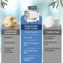 Ourmed Life Disposable Face Towel | 100 Count Lint-Free Biodegradable Clean Towels | Dry Makeup Remover Wipes | Super Soft & Thick for Sensitive Skin | 10-Inch X 12-Inch Large Size | Pack of 2