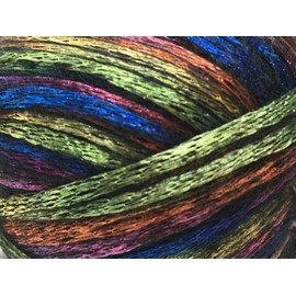 Glam Universe Rainbow - Violet Fire Sage Sapphire Pink Gold Variegated Metallic Shine Fuzzy Wool Nylon Blend Yarn 100 Grams, 250 Yards