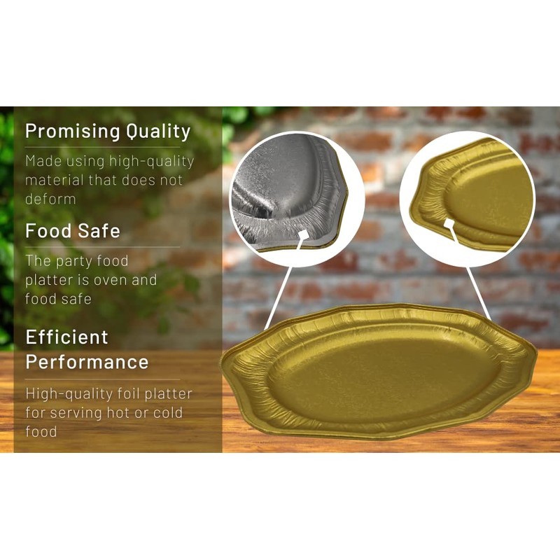 Sunrise Packaging Oval Aluminium Foil Platter [14” x 9.5”] Large