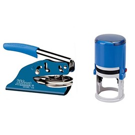 Georgia Notary Seal Embosser Bundle with Round Self Inking Stamp | (Blue, 2-Items)