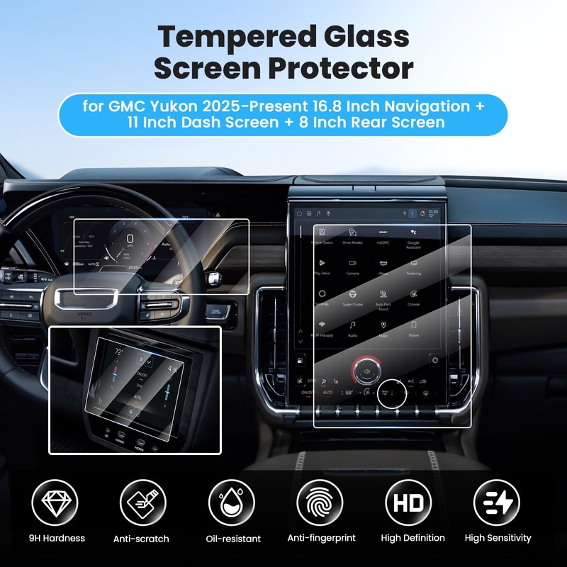 Canvcle 3PCS Screen Protector for 2025 2026 GMC Yukon 16.8