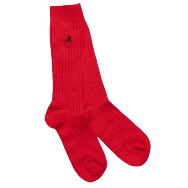Swole Panda Bamboo Socks UK7-11 - Classic Red Ribbed