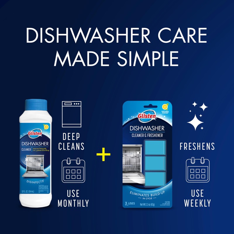 Glisten Dishwasher Cleaner, Removes Limescale, Rust, Buildup, and Grease, Lemon
