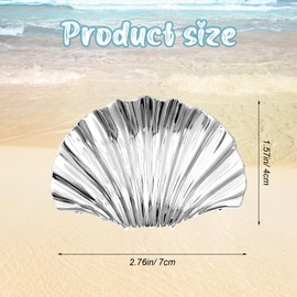 Silver Shell Claw Clip, 2.76'' Seashell Hair Clip, Mermaid Hair Accessories, Metal Seashell Claw Clips, Mermaid Accessories, Extra Large Claws Clips for Thick Hairs, Silver Shell Mermaids Outfit Women