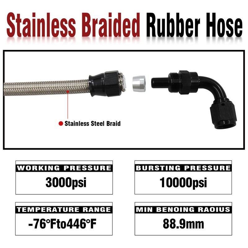 Universal AN6 Power Steering Hose Kit Compatible with Chevy C10