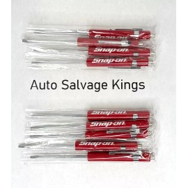 Snap-on NEW Lot of 9 Snap-on Tools Flat Tip Mini Pocket Red Screwdrivers Clip Magnetic