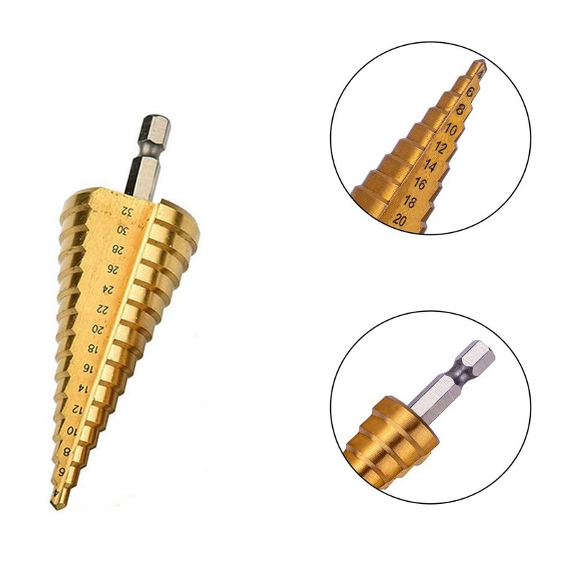 Shallho 1/4 Inch Hexagon Shank 4-32 mm Titanium Coated Spiral