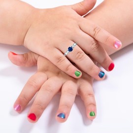 AILAAILA Birthstone Rings for Kids Girls Birthday Gifts Stainless Steel Jewelry Sapphire Rings for Women Teens Little Girls Mother Daughters September Size 3