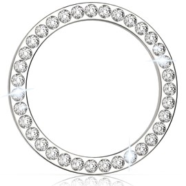 Anourney Silver Bling Crystal Rhinestone Car Decal, Emblem Sticker, Girly Car Interior Accessory Decoration for Push to Start Button Cover, AC Control Knob, Car Shift Cover