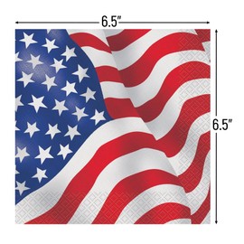 USA Flag Patriotic Luncheon Napkins (16cm) Pack of 16 - Premium Disposable Napkins for Parties & Celebrations