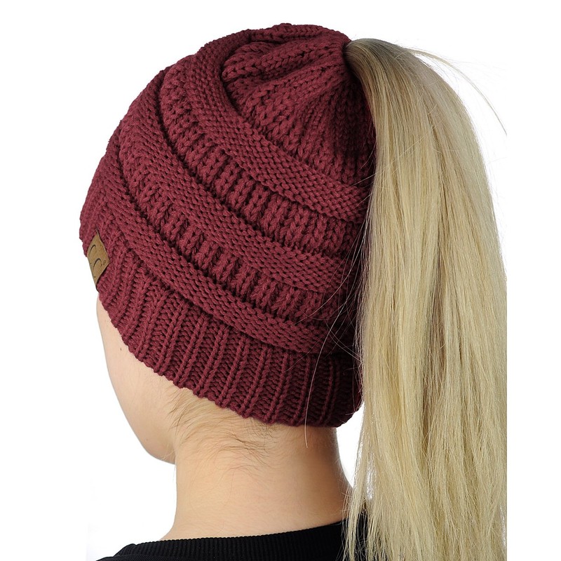 C.C BeanieTail - Gorro de punto trenzado suave y elástico