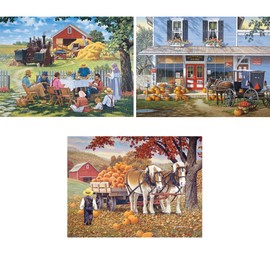 Bits and Pieces – Value Set of Three Large 300 Piece Jigsaw Puzzles for Adults – Farming Collection Jigsaw Puzzles by Artist John Sloane, Completed Puzzle Size: 18" x 24"