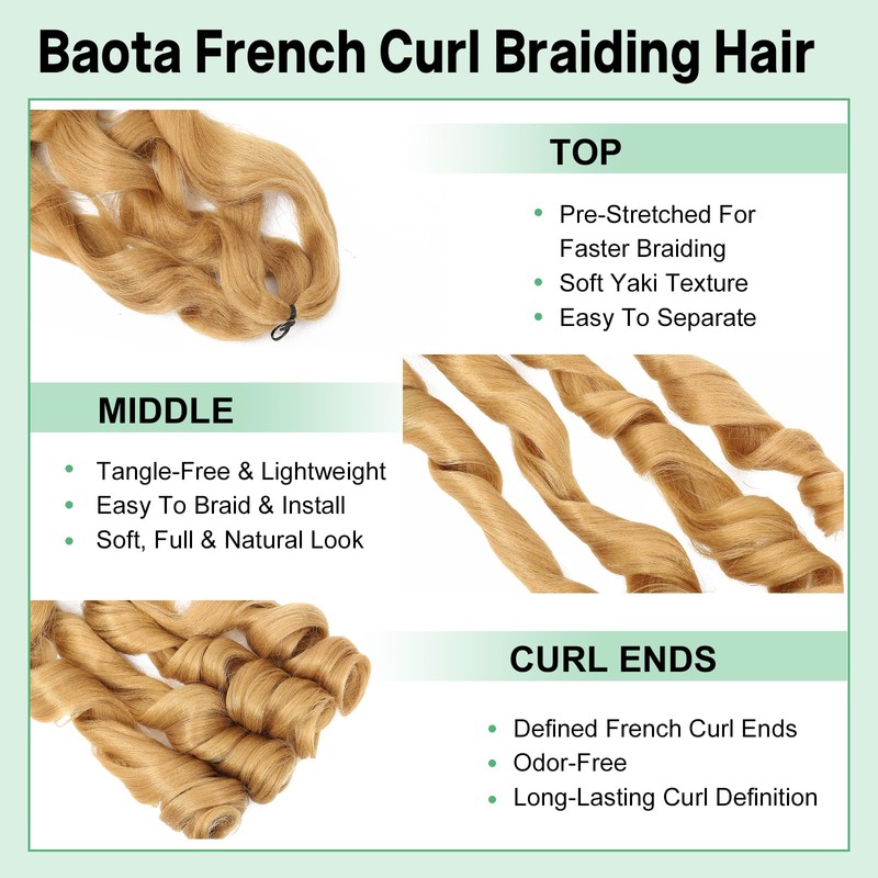French Curl Braiding Hair 22 Inch 27# 8 Packs