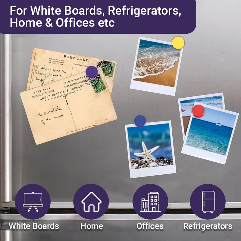 Pack of 12 Yellow Round Flat Magnets - 24mm Whiteboard