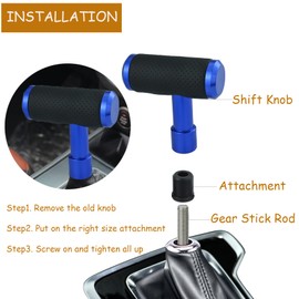 Temzzer T Shifter Knob Leather Shift Knob Gear Shift Stick Head for Most Manual Automatic Vehicles (Blue)