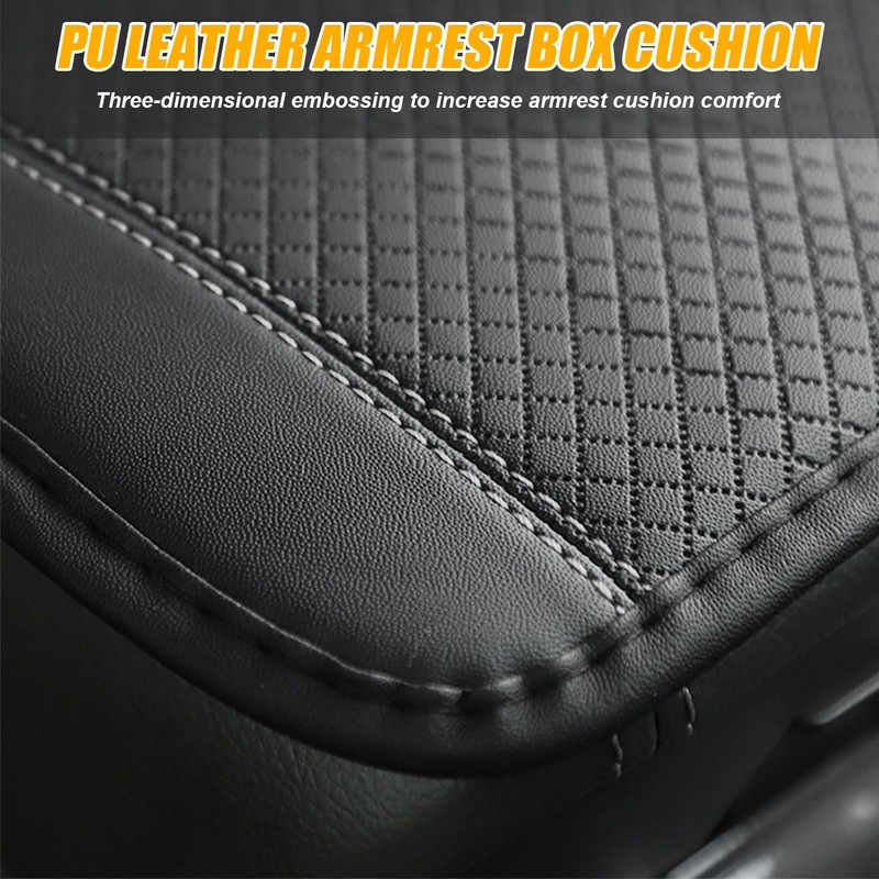 KHGUZ Car Armrest Seat Box Cover, Comfortable Leather Automotive Center