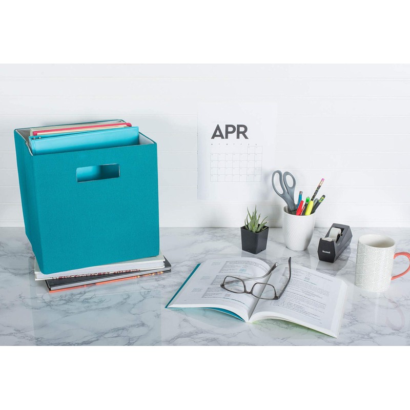 DII Poly-Cube Storage Collection Hard Sided, Collapsible Solid, Large, Teal