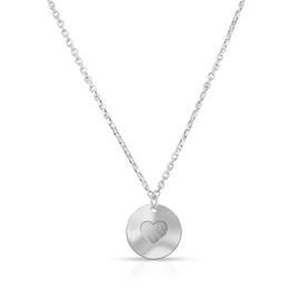 Tela Jewelry Genuine .925 Sterling Silver Minimalist Floating Heart Necklace for Women Dainty Round Necklace | Tiny Heart | Romantic Necklace | Round Pendant, 18", Sterling Silver, No Gemstone