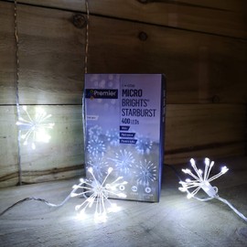 Premier Micro Brights White Starburst 400 Multi Action Christmas LEDs with Timer