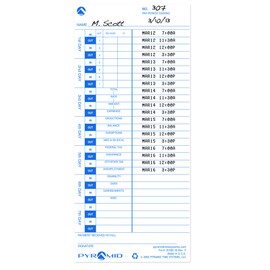 Pyramid Time Systems, 35100-10PK5, Genuine Pack of 500 Time Cards, Use with Pyramid Side Loading Time Clocks, Models 3500, 3600SS and 3700