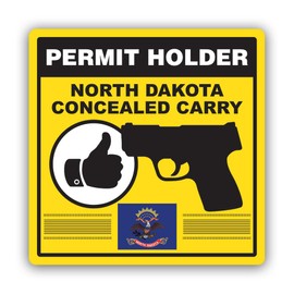 Yellow North Dakota Concealed Carry Permit Holder CCW Sticker for Water Bottle Phone Tumbler Hard hat - Four Pack