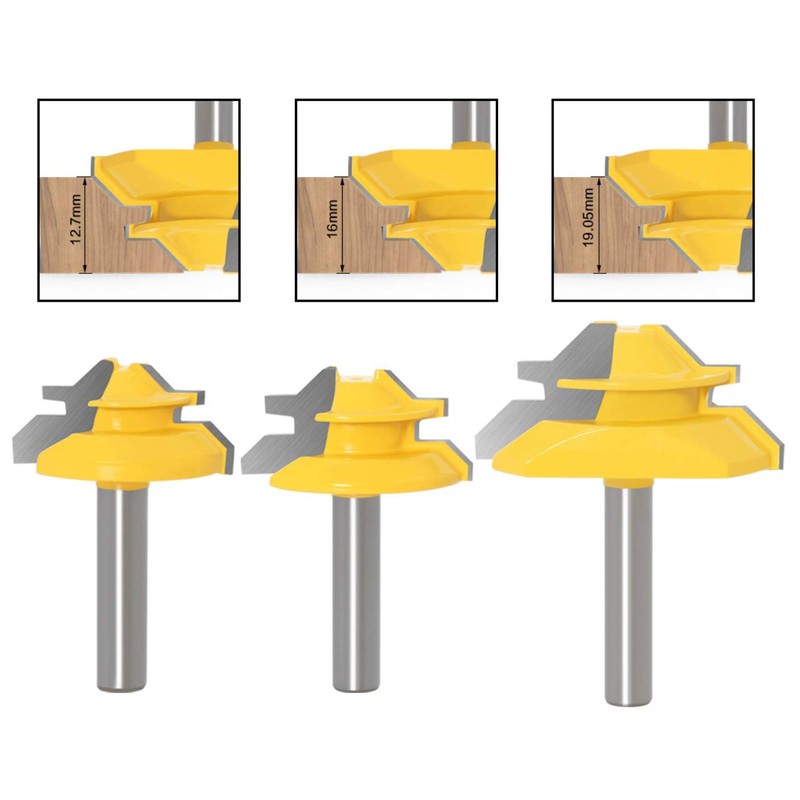 APlus 3-Piece 8 mm Gluing Cutter Miter Gluing Cutter Router