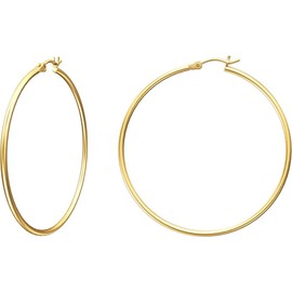 LYYHMAY - Aretes de aro de oro macizo de 14 quilates para mujer, aretes de oro amarillo, aro de 20 mm