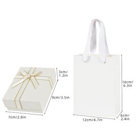 Nwvuop Small Gift Box and Gift Bag, 9 x 7 x 3 cm Jewellery Gift Box with Bow, Necklace, Earring, Bracelet, Gift Box for Women (Beige)