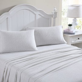 Laura Ashley - Queen Sheet Set, Cotton Flannel Bedding, Brushed for Extra Softness & Comfort (Chelsie Vine Grey, Queen)